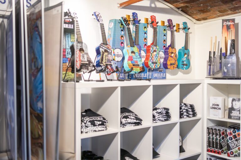 beatles ukuleles in fab4 store, liverpool