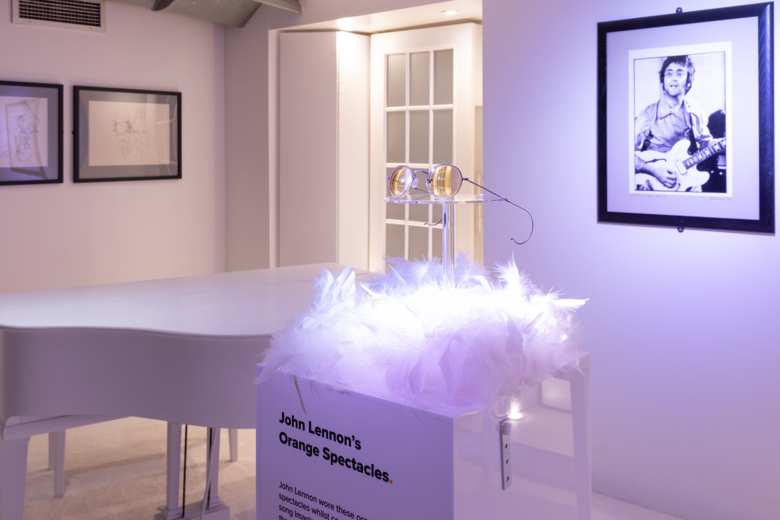 John Lennon spectacles memorabilia on display at The Beatles Story Museum in Liverpool