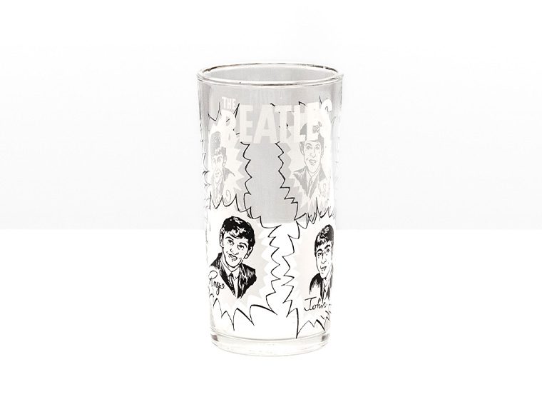 Beatles drinking glass/tumbler on display in the USA room at The Beatles Story