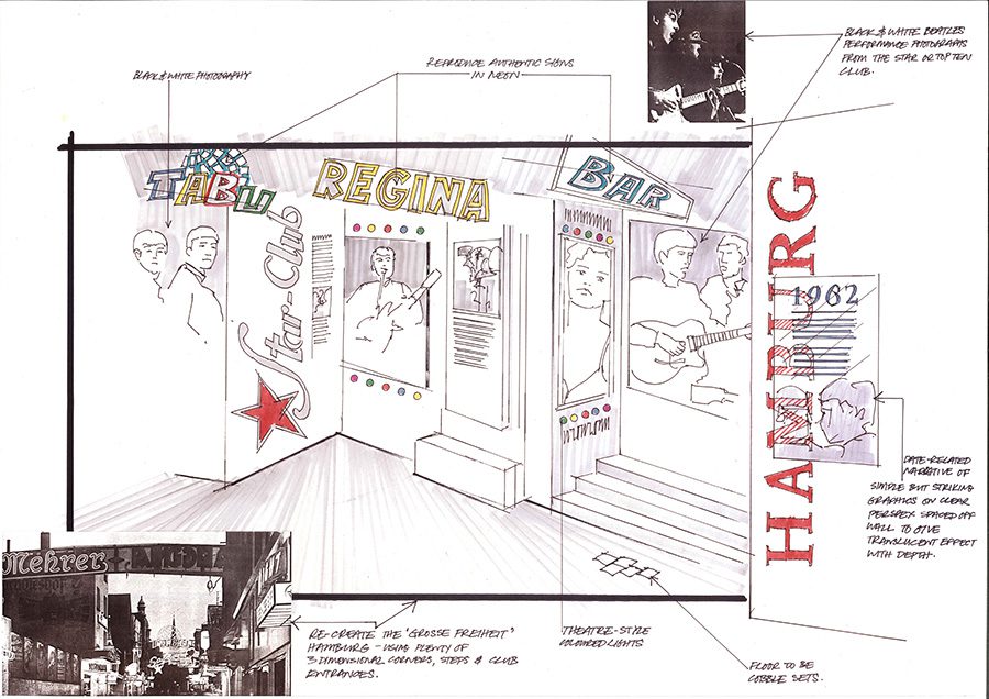 Hamburgse conceptkunst toen The Beatles Story in 1989/1990 werd ontworpen