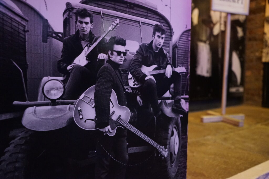 George Harrison, Stuart Sutcliffe and John Lennon.