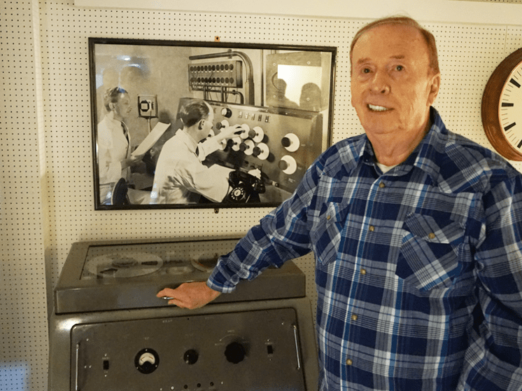 Geoff Emerick at the replica Abbey Road Studios at The Beatles Story, Liverpool.