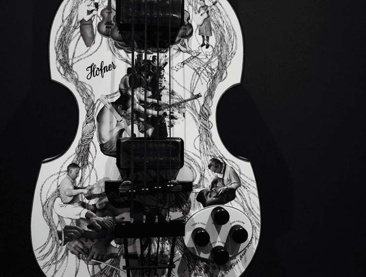 The rare violin bass on display at The Beatles Story.
